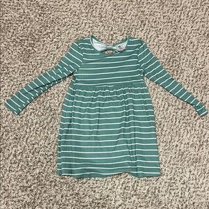 Chic Striped Green and White Kids Dress 6/6X